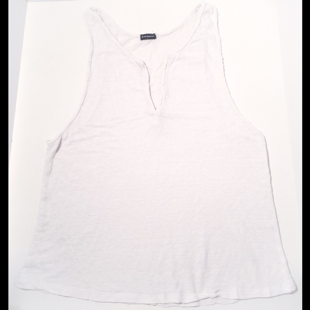 Brandy Melville White Sleeveless Distressed Tank